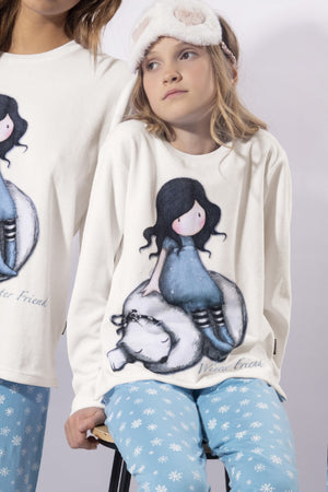 Pigiama da bambina Santoro 54487 in caldo cotone fiocchi di neve 