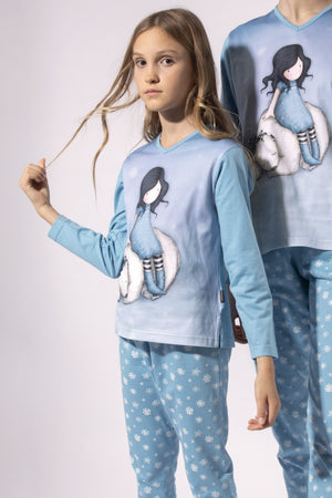 Pigiama bambina Santoro Gorjuss 54495 caldo cotone fiocchi di neve
