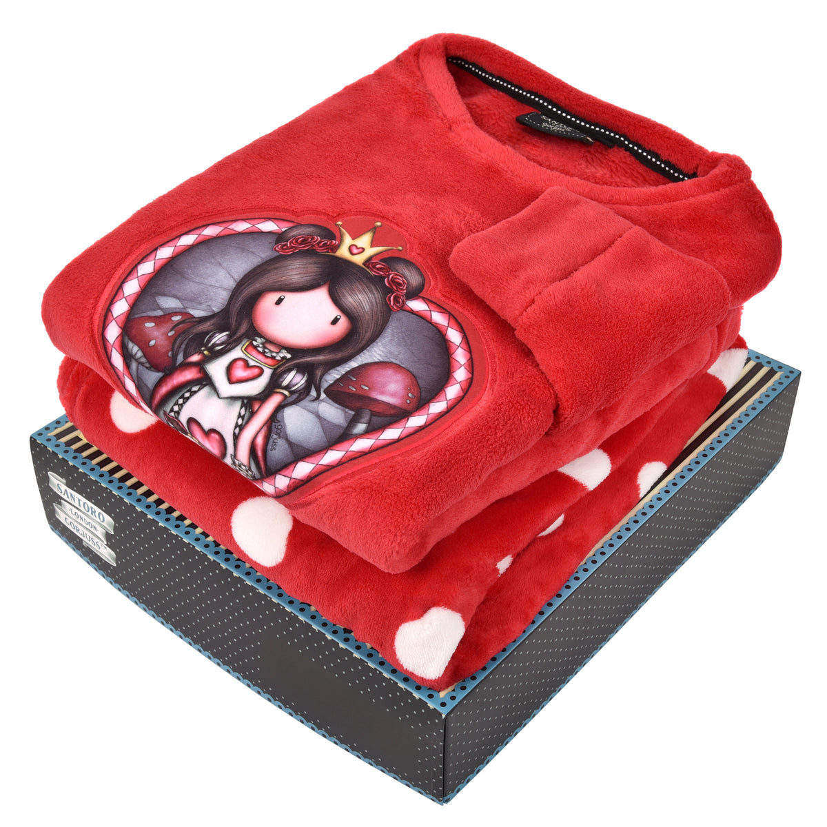 Pigiama donna invernale Santoro Gorjuss 56614 pile coral a pois