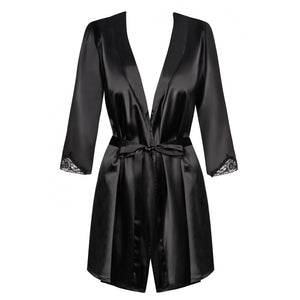 Sexy vestaglia di raso Obsessive Satinia robe + maschera nera 2pz