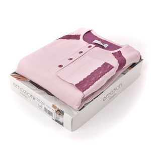 Pigiama donna invernale Karelpiù SE3410 caldo cotone rosa prugna