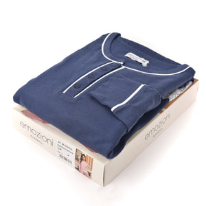 Pigiama donna invernale Karelpiù SE3414 caldo cotone blu