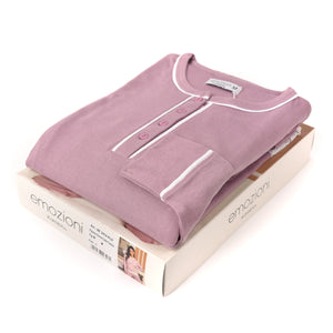 Pigiama donna invernale Karelpiù SE3414 caldo cotone malva