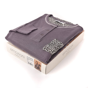 Pigiama donna invernale Karelpiù SE3416 caldo cotone leopardato