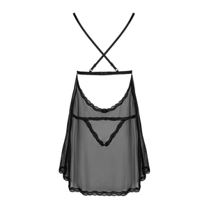 Babydoll in pizzo nero e perizoma aperto Obsessive Sedila