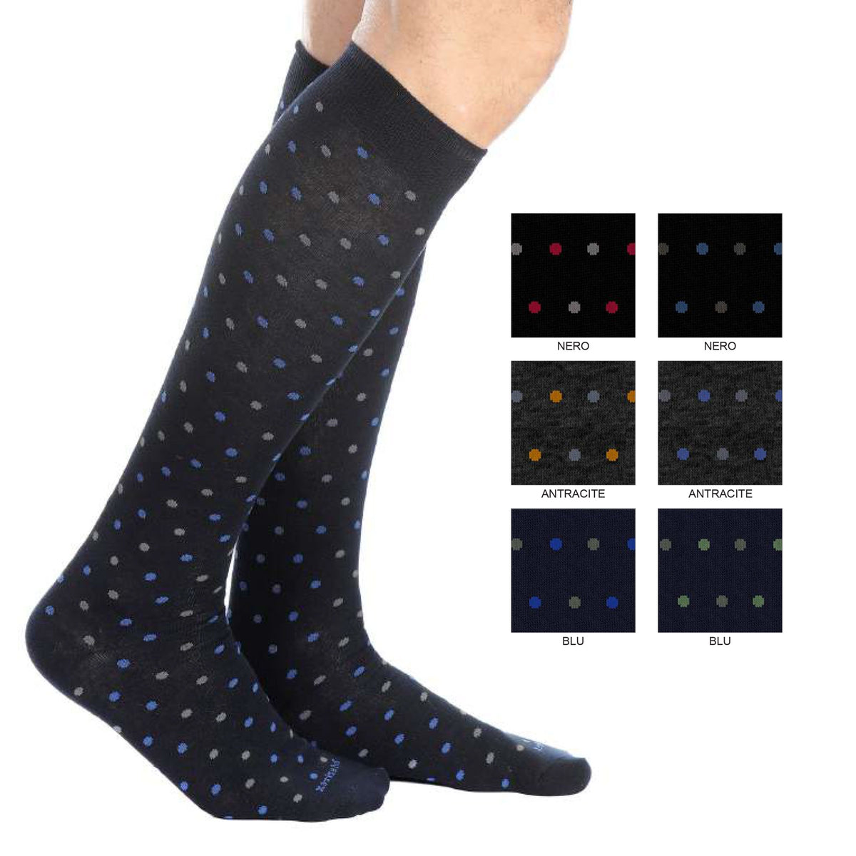 Calze uomo invernali Meritex 1204 caldo cotone a pois 6 paia