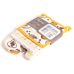 Set di guanto + strofinaccio + presina Preziosa Calisè W01 C giallo