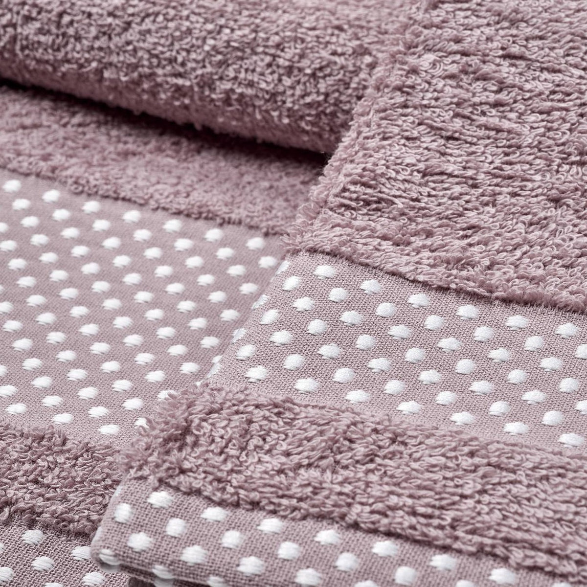 Vingi set asciugamani viso + ospite Pois rosa antico