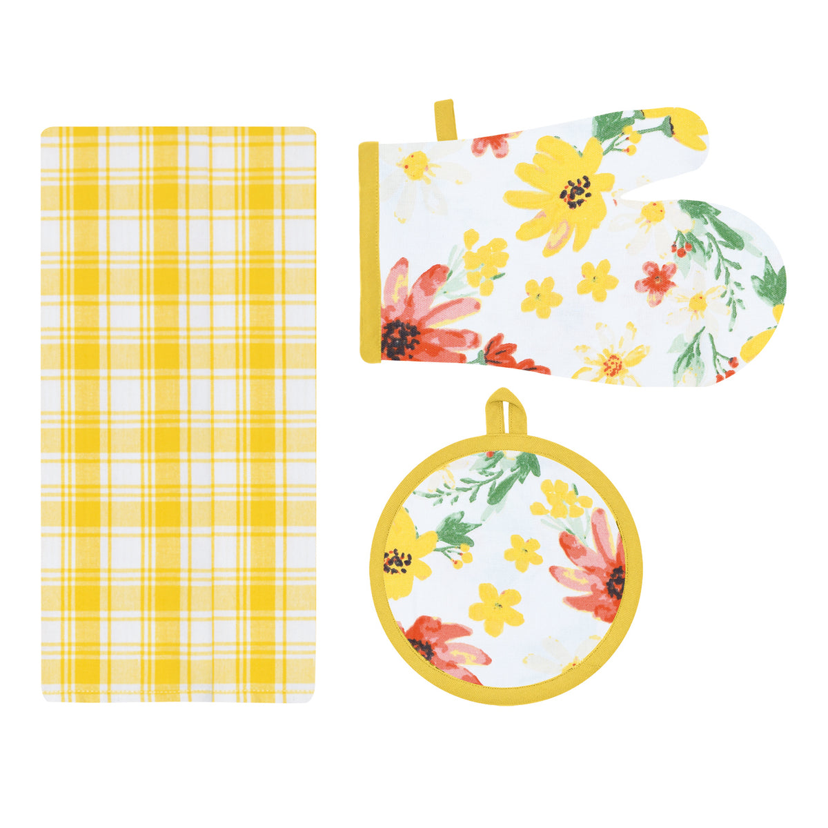 Set cucina 3 pezzi strofinaccio + guanto + presina Calisè S05 Preziosa