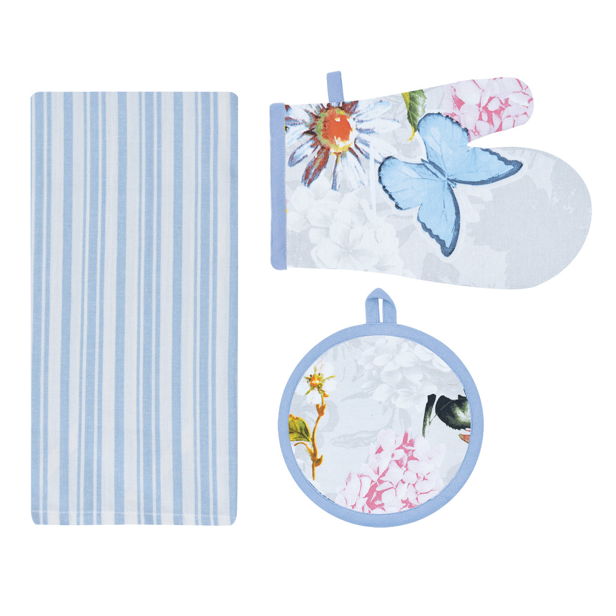Set cucina 3 pezzi strofinaccio + guanto + presina Calisè S05 Preziosa