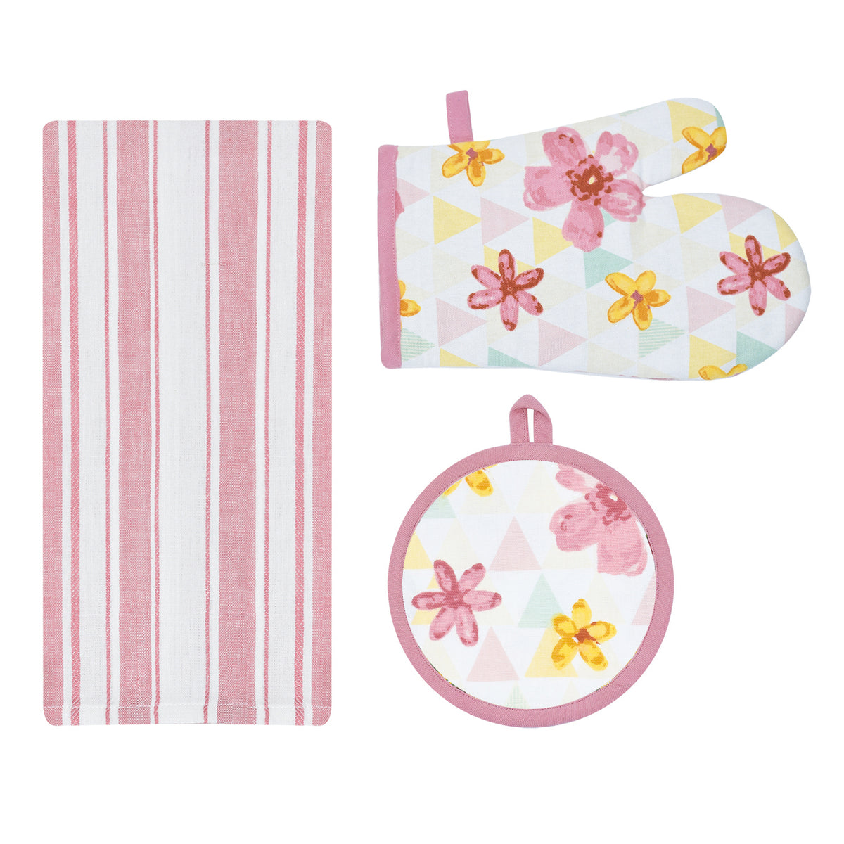 Set cucina 3 pezzi strofinaccio + guanto + presina Calisè S05 Preziosa