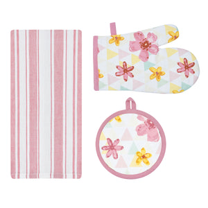 Set cucina 3 pezzi strofinaccio + guanto + presina Calisè S05 Preziosa