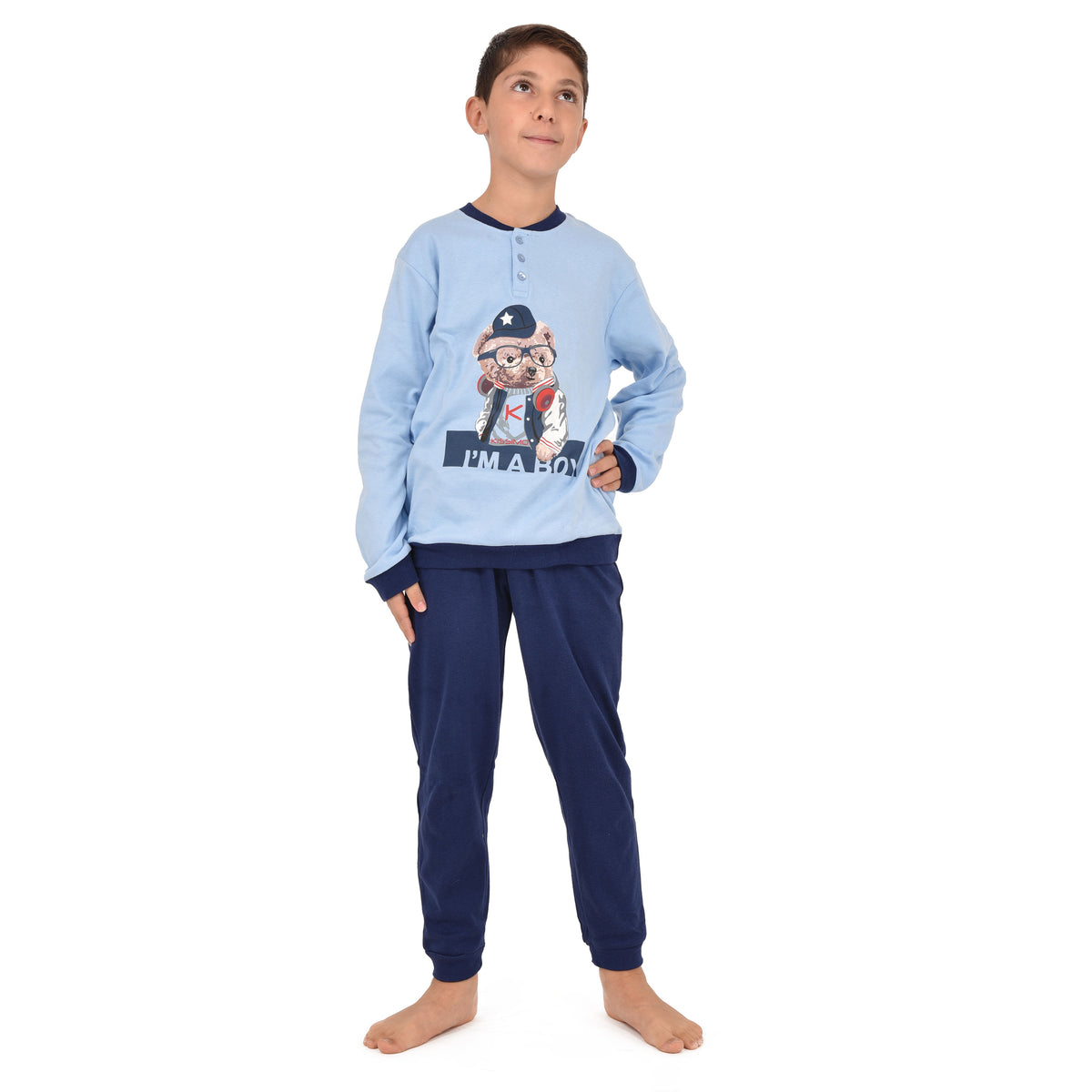 Pigiama bambino caldo cotone orsacchiotto Biancaluna 23U00401