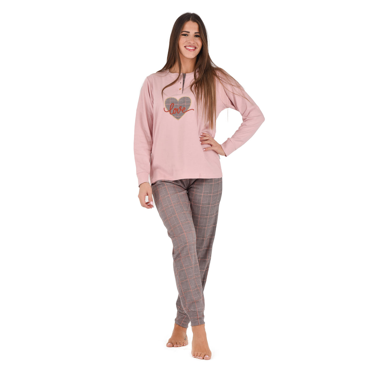 Pigiama caldo cotone donna Irge cuore MI 1918