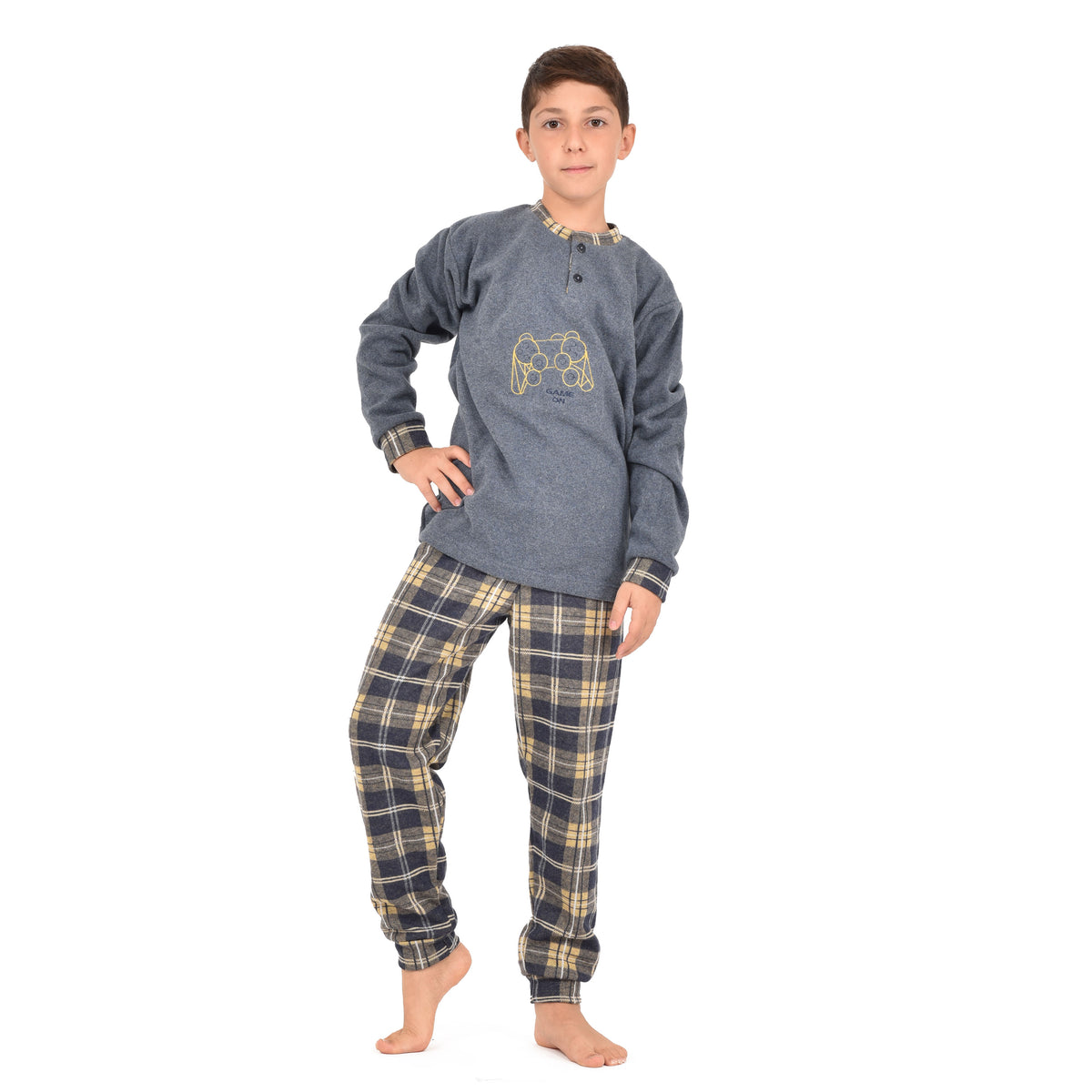 Pigiama bambino punto milano a quadri Irge PMK 069 