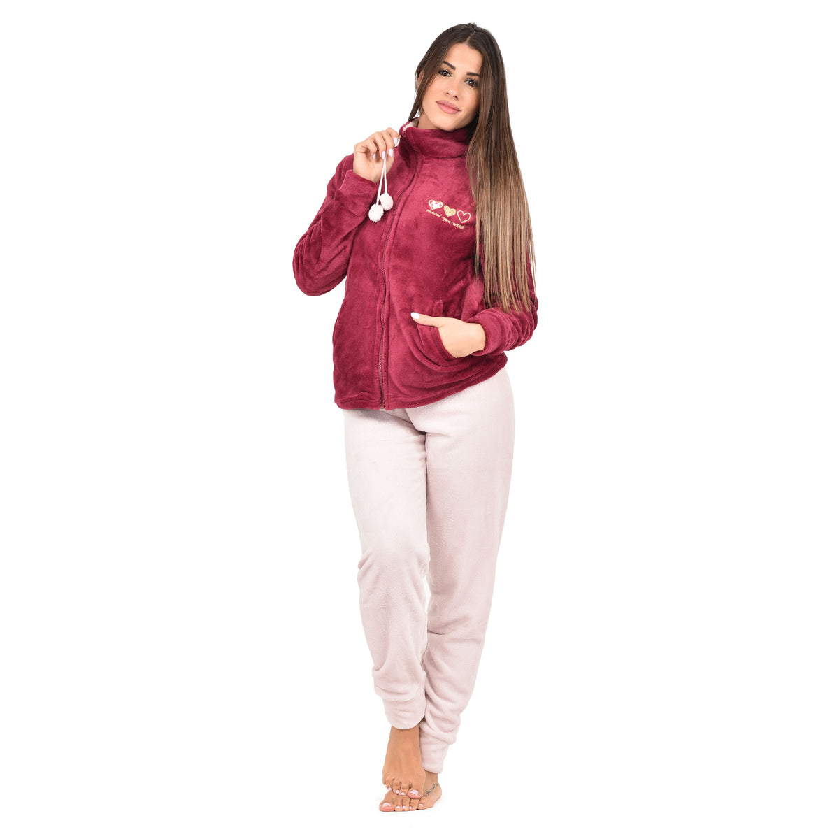 Pigiama caldo donna con zip a giacca in flannel Irge MI 1936