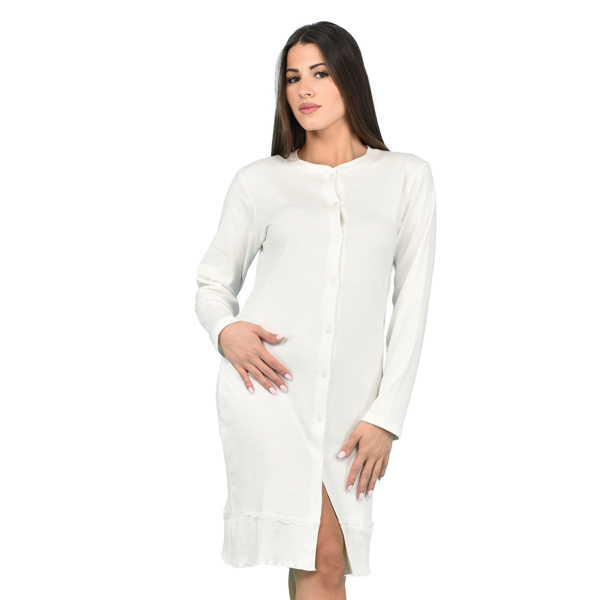 Camicia da notte donna invernale Biancaluna 23D20711 caldo cotone