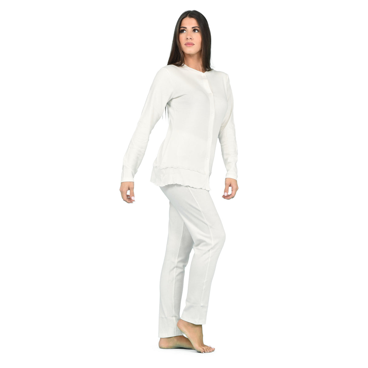 Pigiama donna invernale Biancaluna 23D20709 caldo cotone