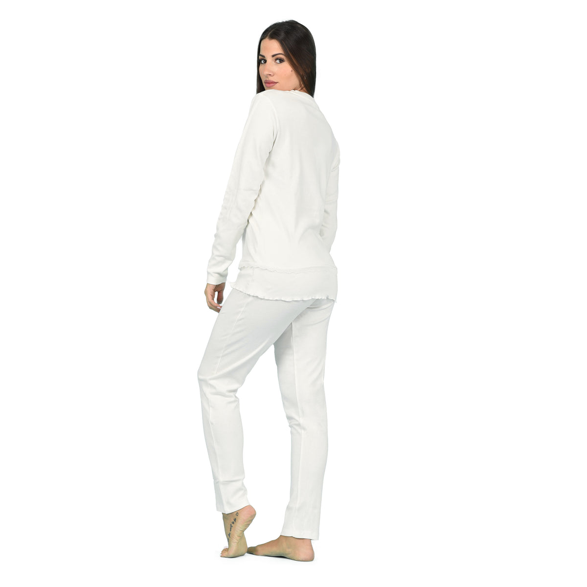 Pigiama donna invernale Biancaluna 23D20709 caldo cotone