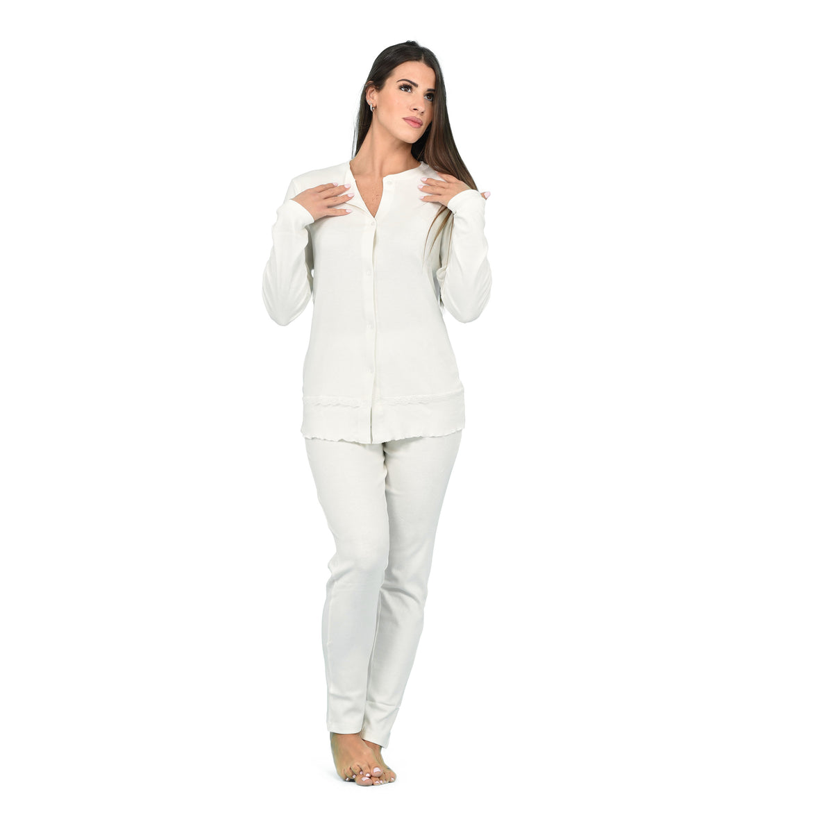 Pigiama donna invernale Biancaluna 23D20709 caldo cotone