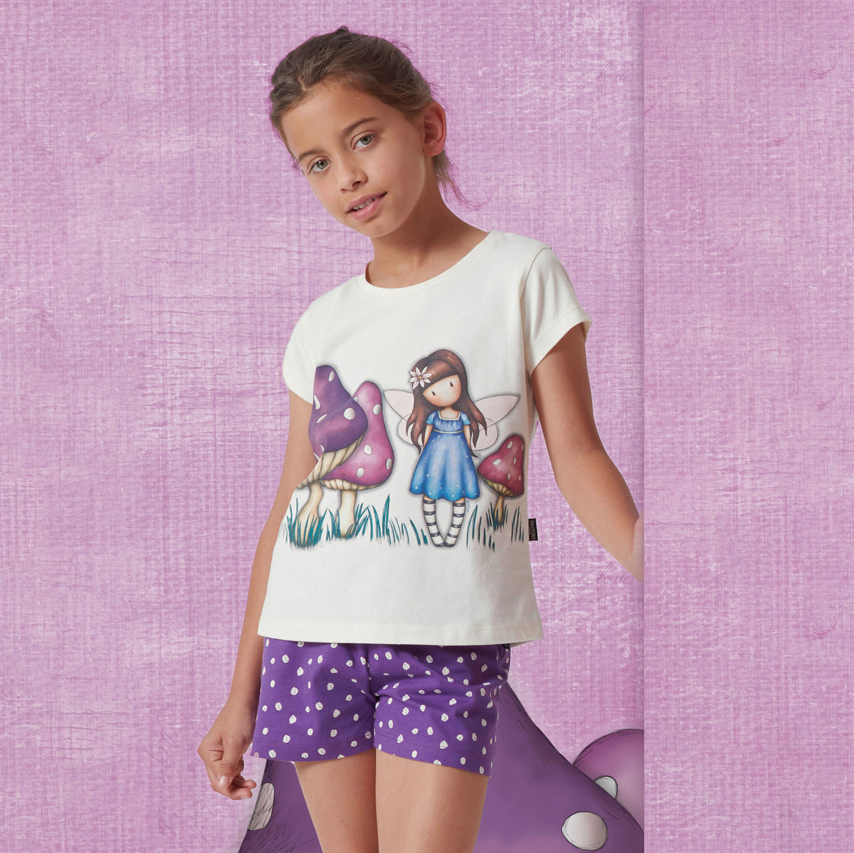 Pigiama bambina estivo Santoro Gorjuss 55629 cotone viola