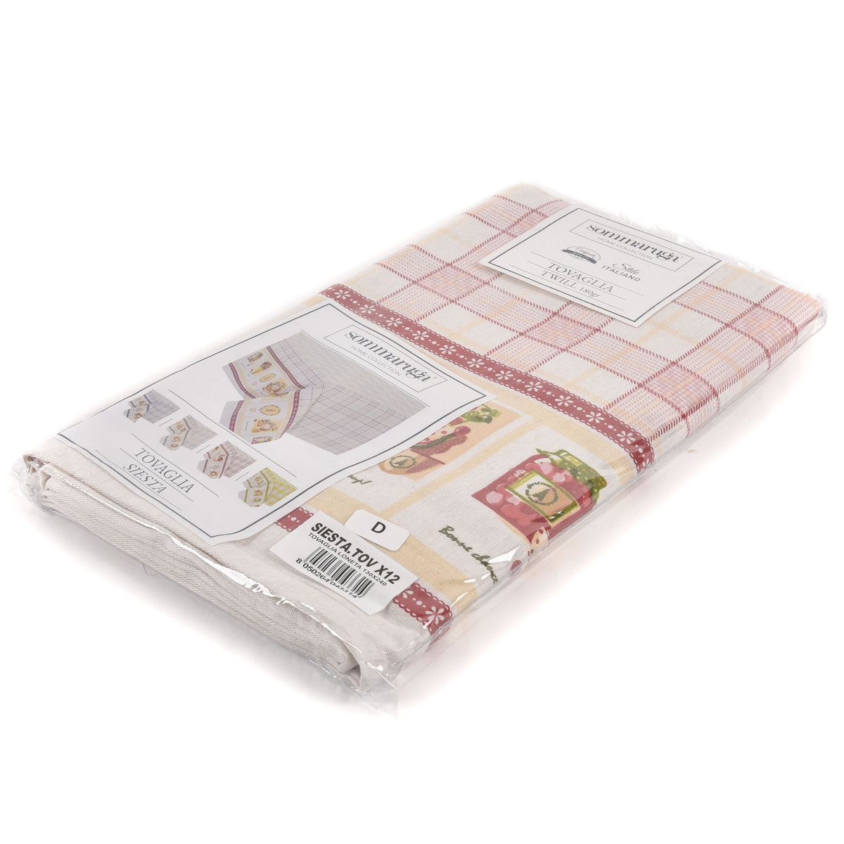 Tovaglia quadri rosso beige twill di cotone Sommaruga Siesta D