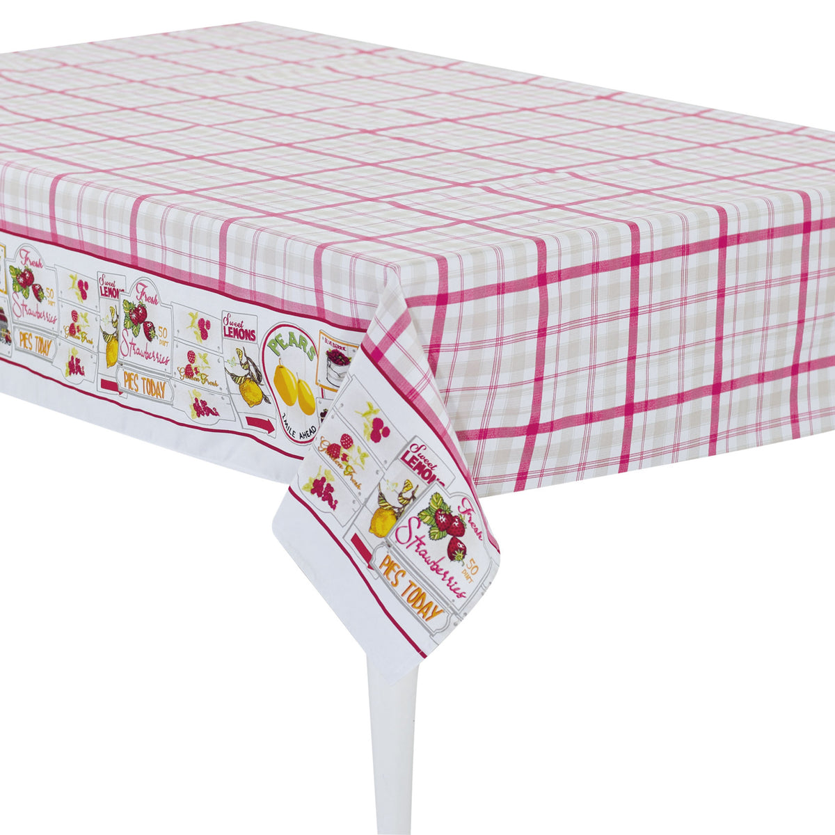 Tovaglia quadri fucsia beige twill di cotone Sommaruga Siesta J