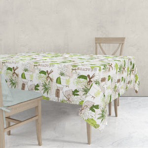 Tovaglia in twill di cotone Sommaruga Siesta fantasia verde A 