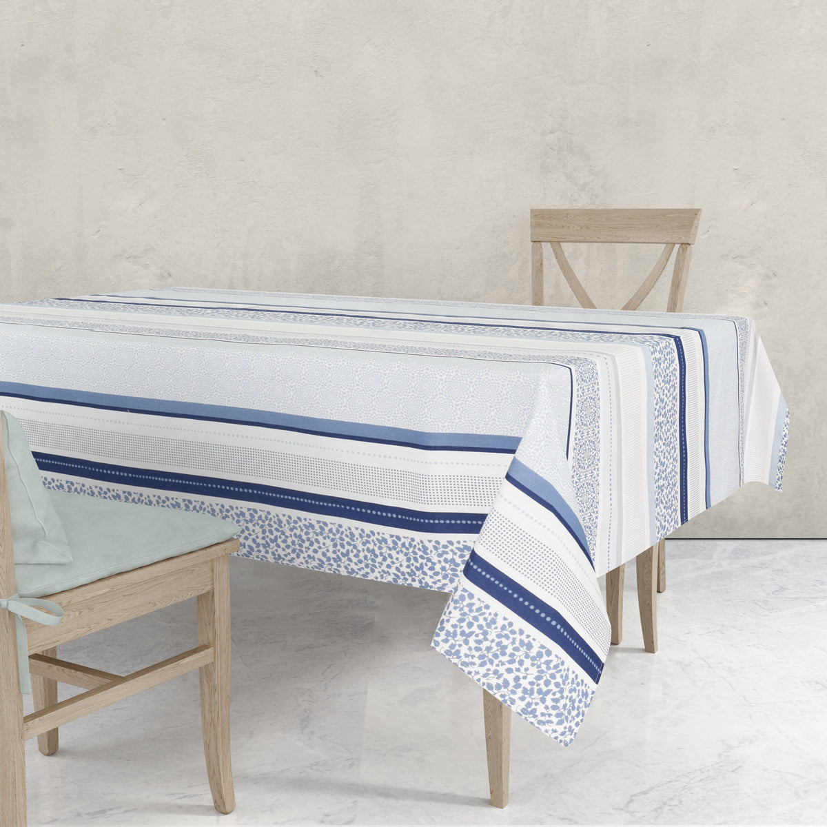 Tovaglia in twill di cotone Sommaruga Siesta fantasia celeste C