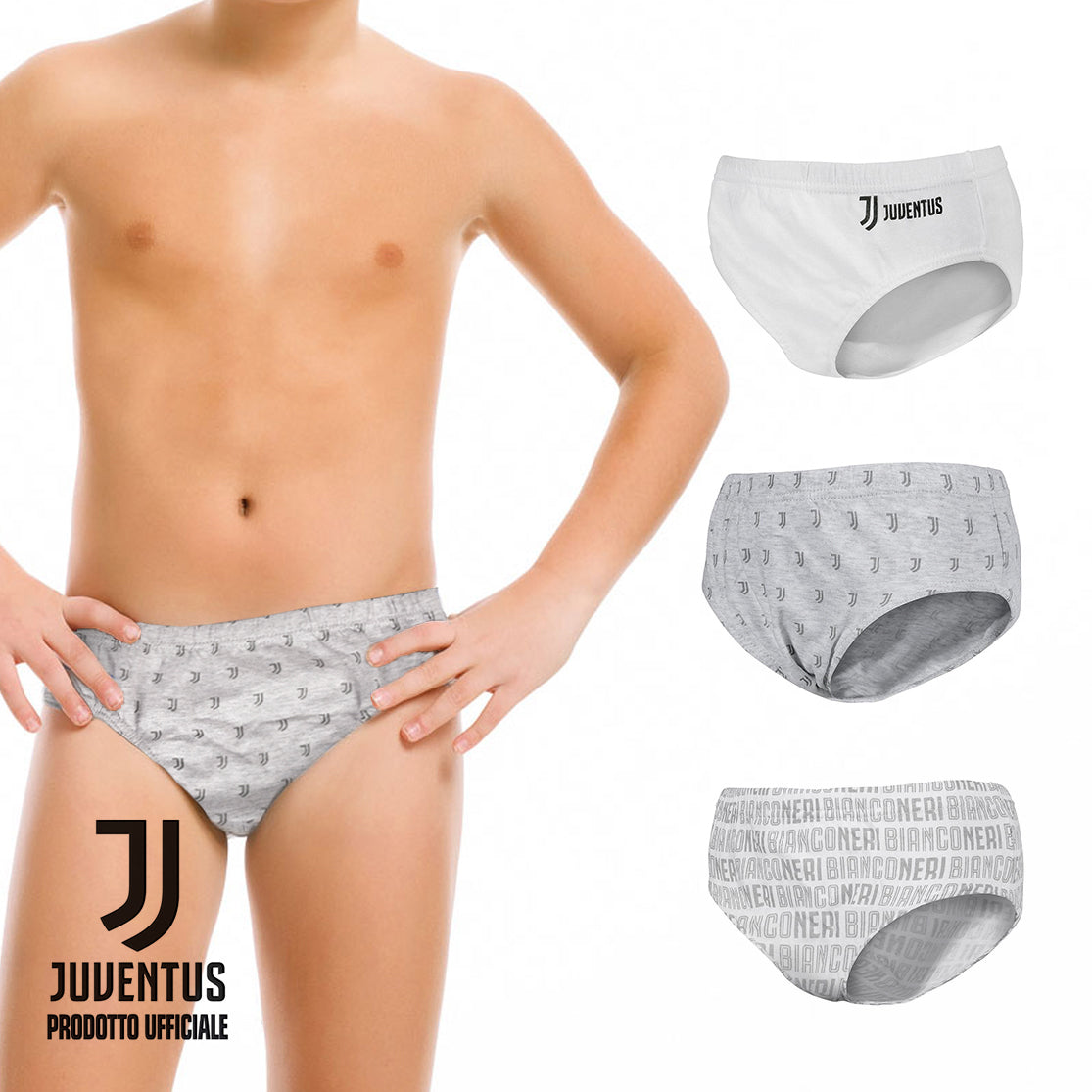 Slip Juventus FC Prodotto Ufficiale bimbo JU13504 in 100% cotone 3pz