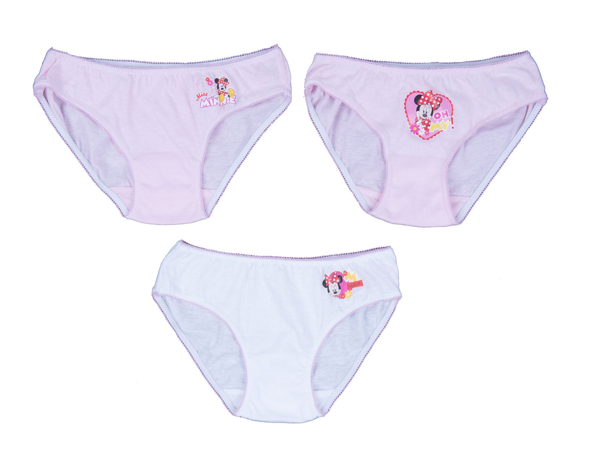 Slip da bambina Disney Minnie cotone assortiti 3 pezzi 