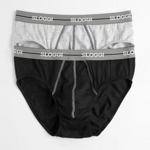 Slip uomo Sloggi midi start bi pack grigio / nero 2 pezzi 