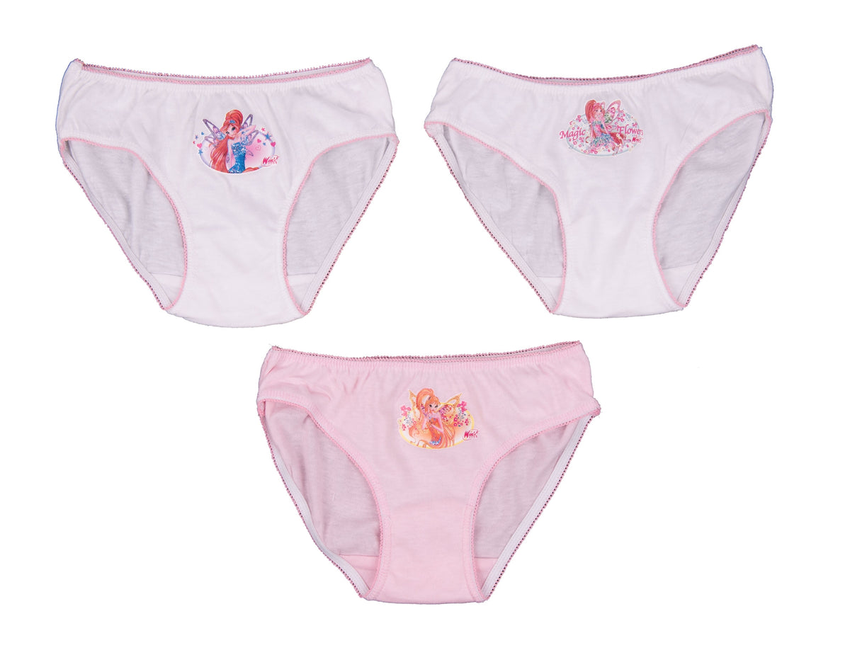 Slip da bambina Winx in 100% cotone assortiti 3 pezzi 
