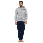 Tuta uomo cotone Superga full zip cappuccio SMS23104 grigio melange blu