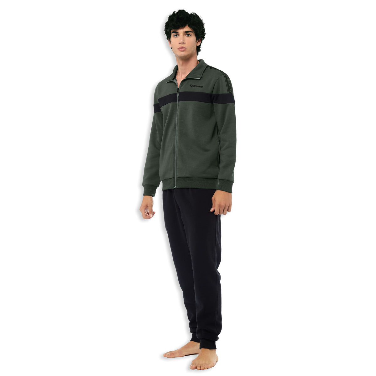 Tuta uomo invernale Superga felpata verde militare 21555