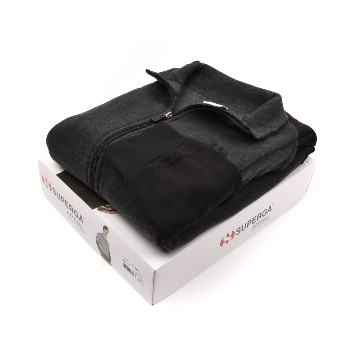 Tuta uomo felpata full zip Superga 22310 grigio/nero