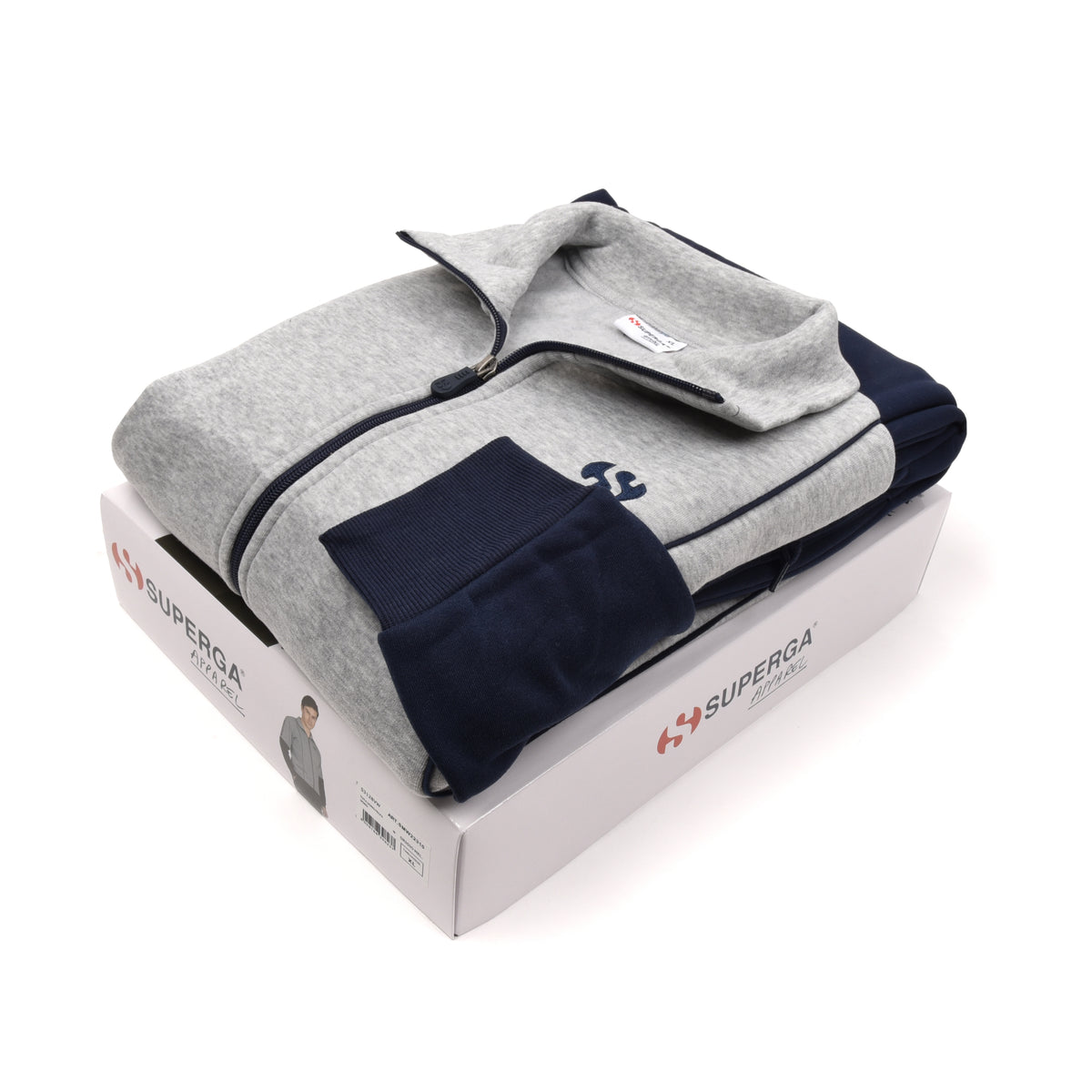 Tuta uomo felpata full zip Superga 22310 grigio blu