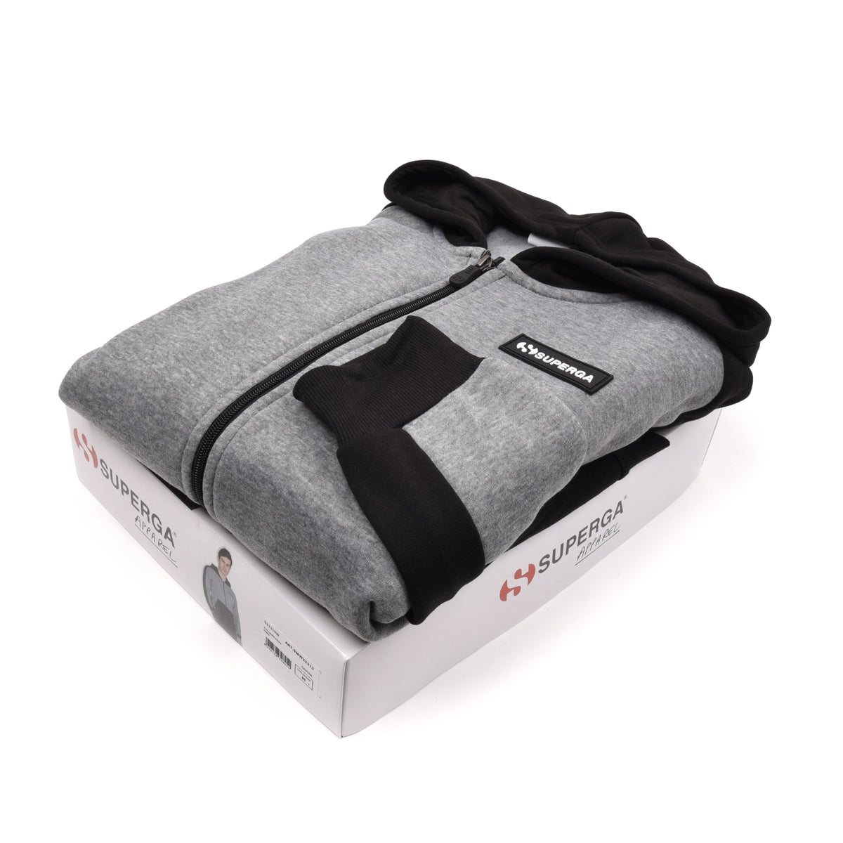 Tuta felpa con cappuccio e zip Superga uomo felpata nero 22313