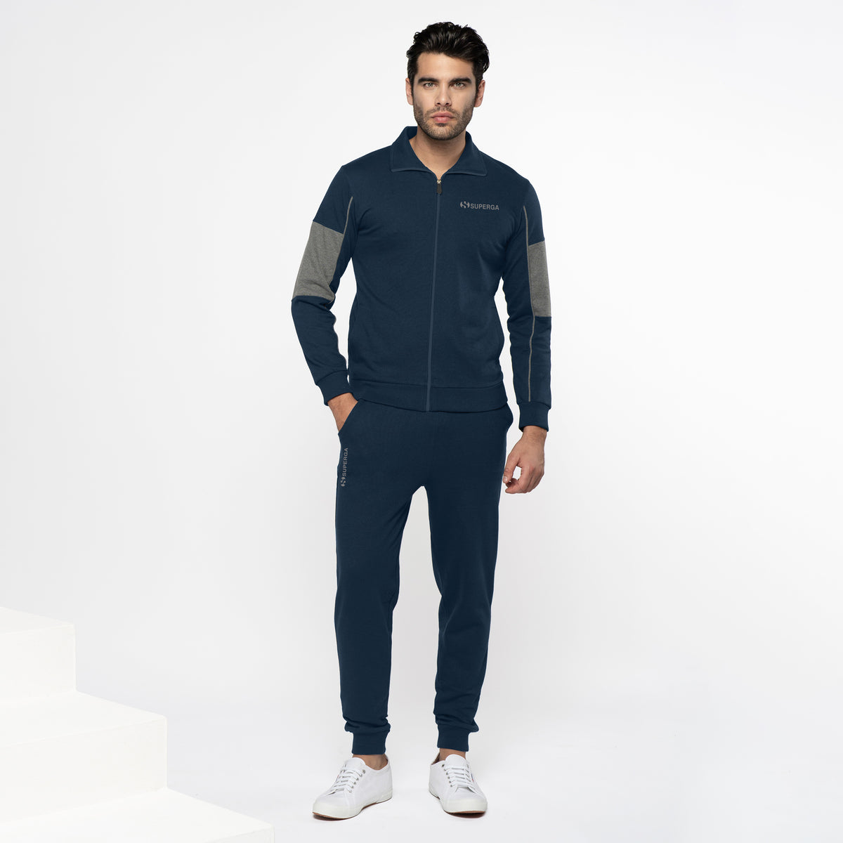Tuta uomo in Cotone Felpato con zip Superga SMW24254 