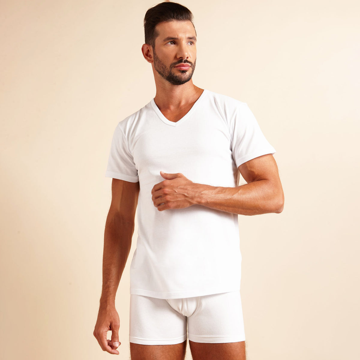 T shirt cotone scollo a V uomo Snelly 3 pezzi 7012