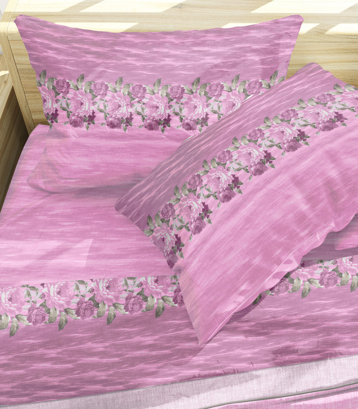 Lenzuola flanella calda fiori rosa matrimoniale Soffice D15-2 piazze