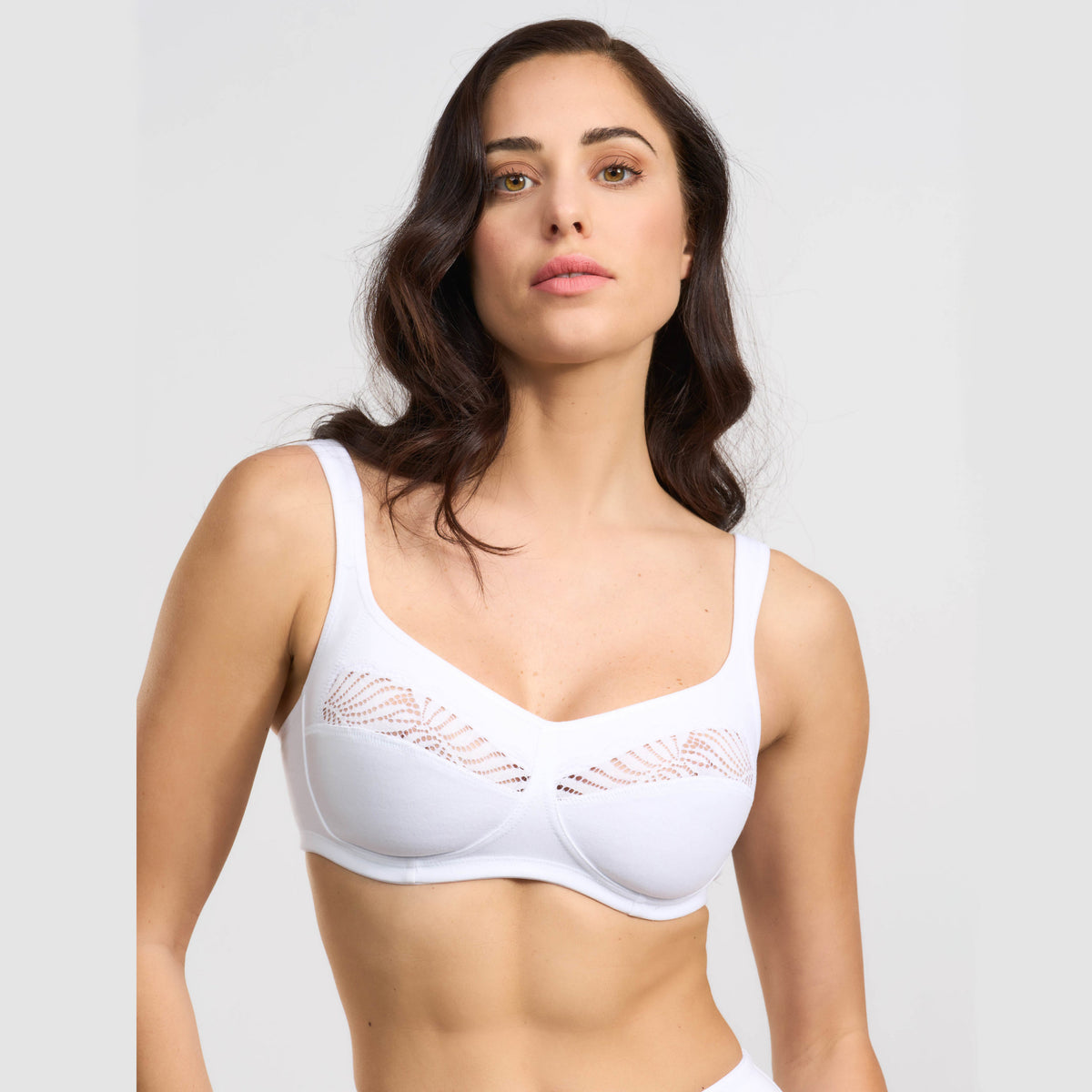 Reggiseno senza ferretto Spiman Paprica cotone elasticizzato e pizzo