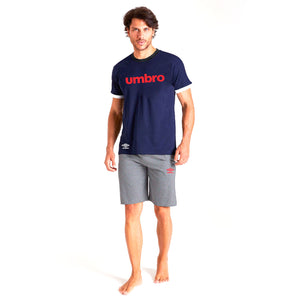 Pigiama uomo corto cotone Umbro completo casa blu grigio 10201