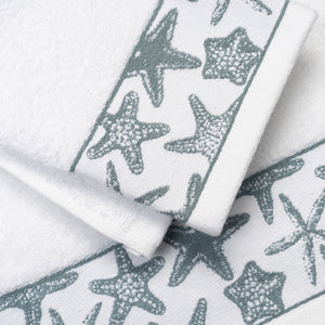 Vingi set asciugamani viso + ospite Star bianco-verde