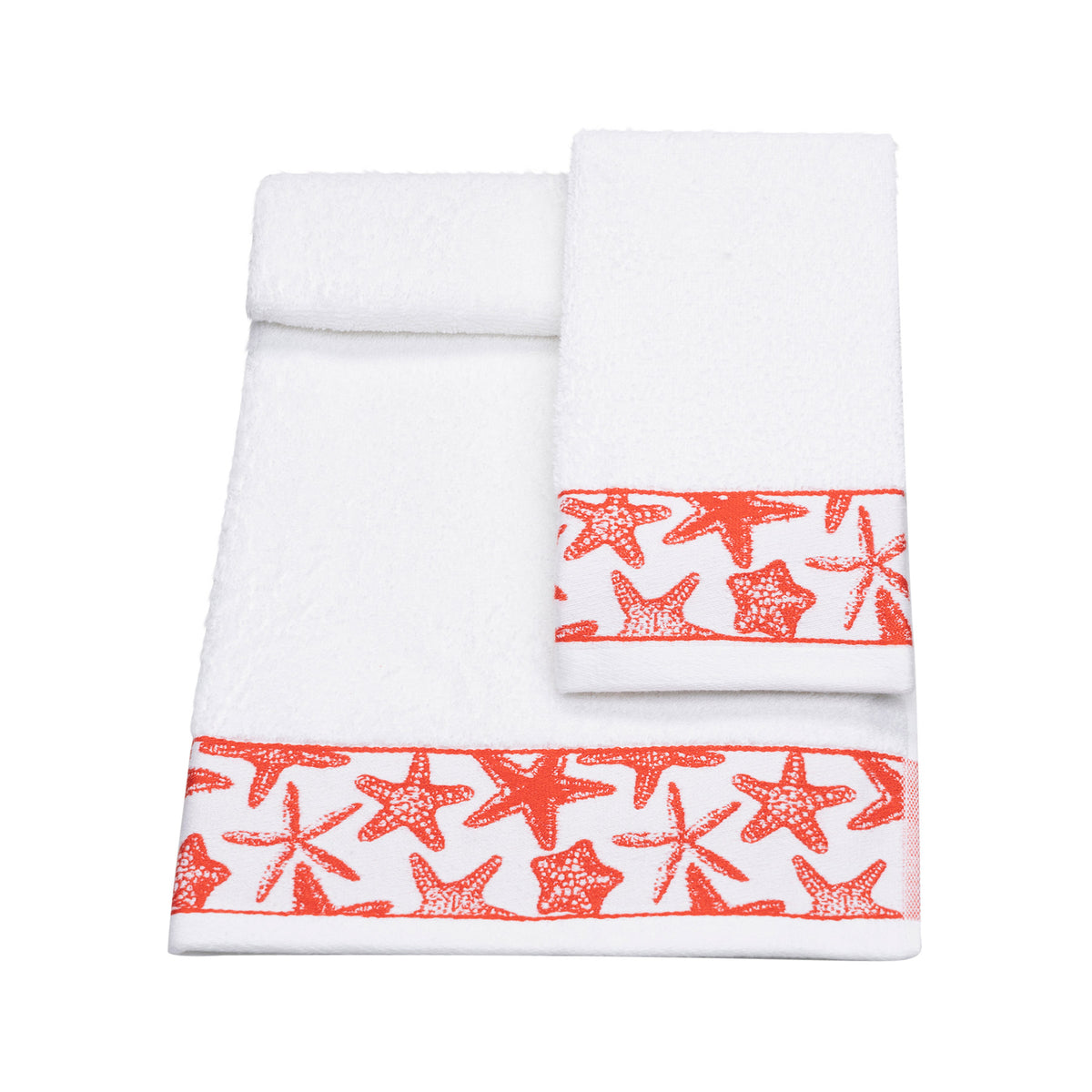 Vingi set asciugamani viso + ospite Star bianco-corallo