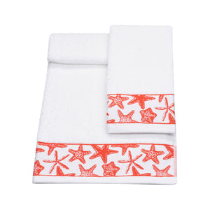 Vingi set asciugamani viso + ospite Star bianco-corallo