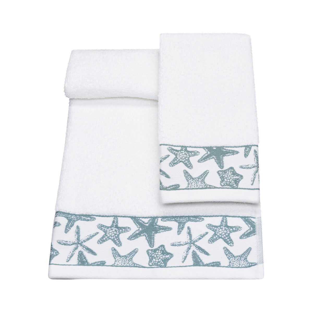 Vingi set asciugamani viso + ospite Star bianco-verde