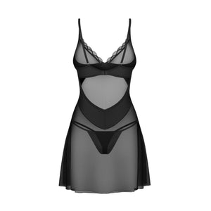 Chemise in tulle semitrasparente + perizoma Obsessive stelisa