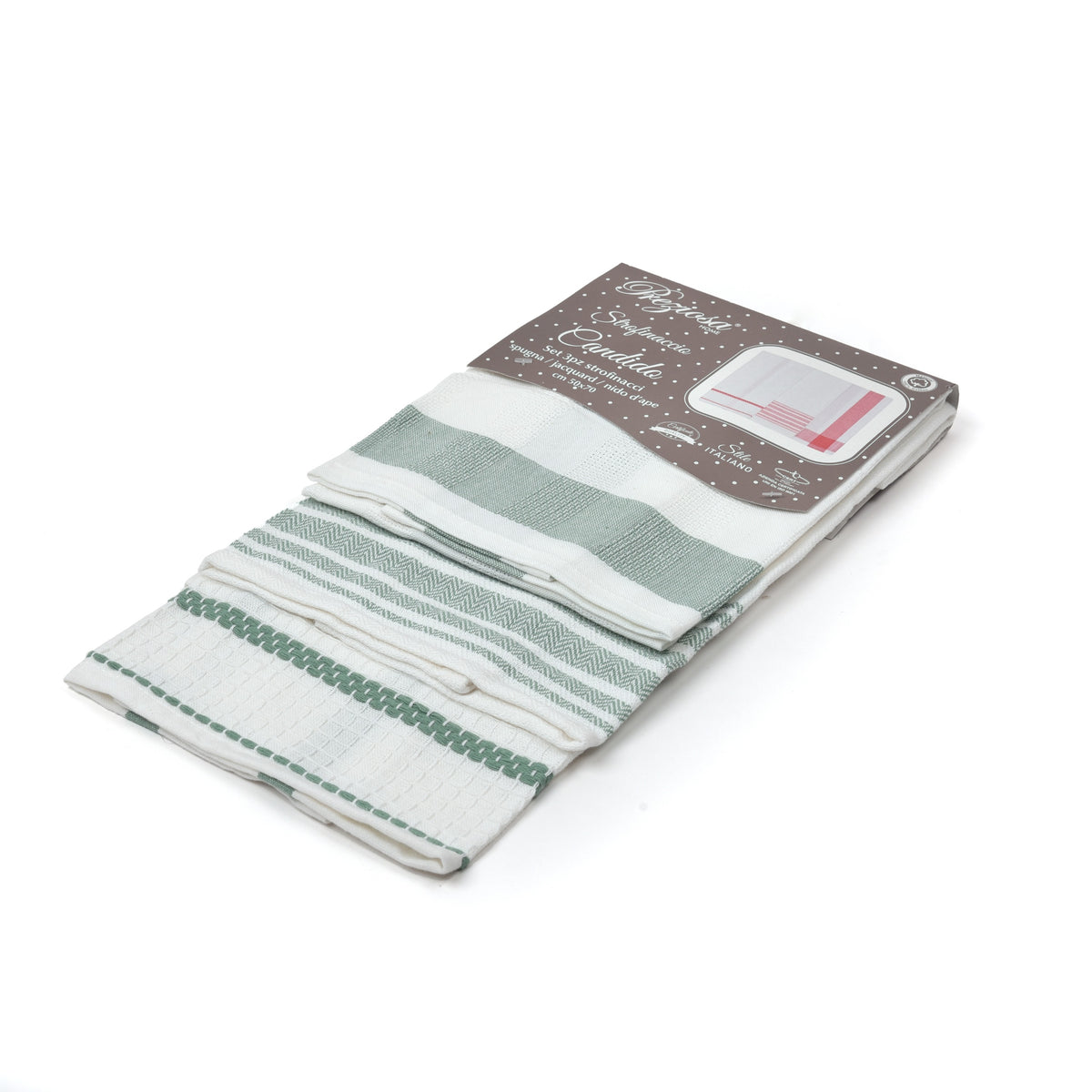 Set da 3 strofinacci Preziosa Candido 3 100% cotone naturale