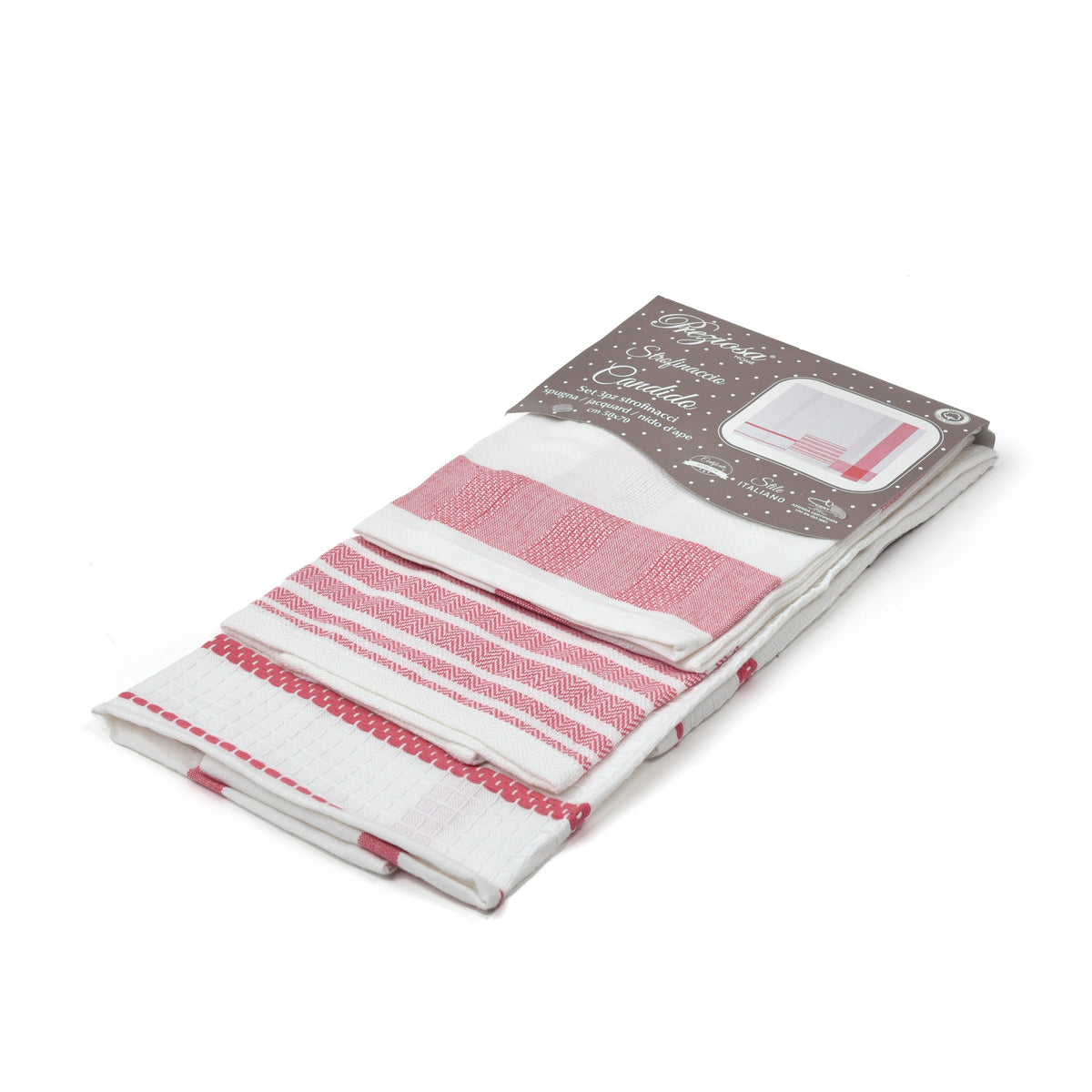 Set da 3 strofinacci Preziosa Candido 3 100% cotone naturale